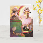 サロンプードルおもしろい誕生日カード カード (黄色い花)