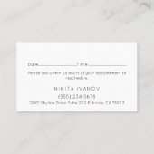 サロンヘアスエレガントタイリストのロゴアポイントメント 名刺 (裏面)