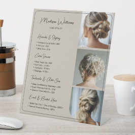 サロンヘアスタイリストサービス価格表ベージュ 台座サイン