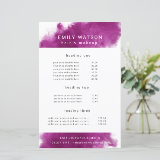 サロンホットピンクスモーク効果価格表 (スタンド正面)