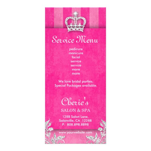 サロンマーケティングカードジュエリークラウンストライプピンク ラックカード (裏面)