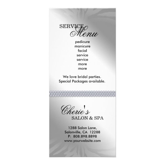 サロンマーケティングカードジュエリークラウンスパークルティール（緑がかった色） ラックカード (裏面)