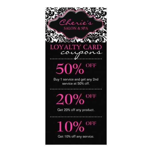 サロンマーケティングカードダマスクピンクフローラ ラックカード (正面)