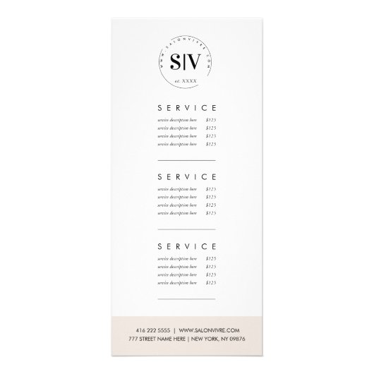 サロンミニマルサモダンービス価格一覧ラックカード ラックカード (裏面)