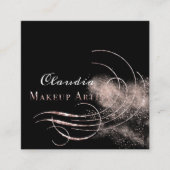 サロンメイクアップアーティストアポイントメントカードピンクグリッター スクエア名刺 (正面)