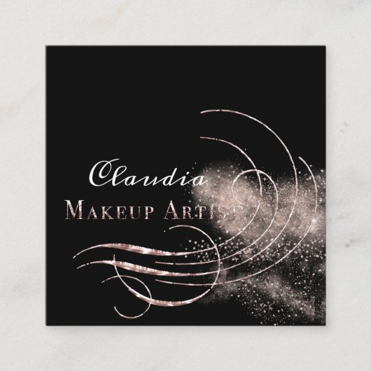 サロンメイクアップアーティストアポイントメントカードピンクグリッター スクエア名刺 (正面)