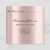 サロンメイクアップアーティストアポイントメントカードピンクグリッター スクエア名刺 (裏面)