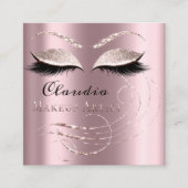 サロンメイクアップアーティストアポイントメントカードピンクローズ スクエア名刺 (正面)