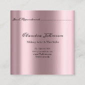 サロンメイクアップアーティストアポイントメントカードピンクローズ スクエア名刺 (裏面)