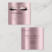 サロンメイクアップアーティストアポイントメントカードピンクローズ スクエア名刺 (正面/裏面)