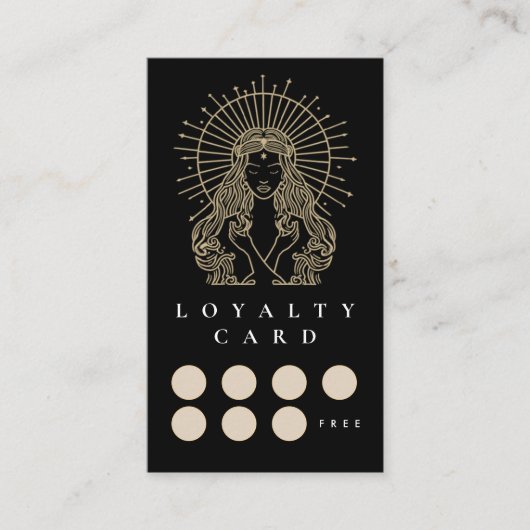 サロンメイクアップヘア爪、 ネイル神秘的なタロット金ゴールドブラック ロイヤリティカード (正面)