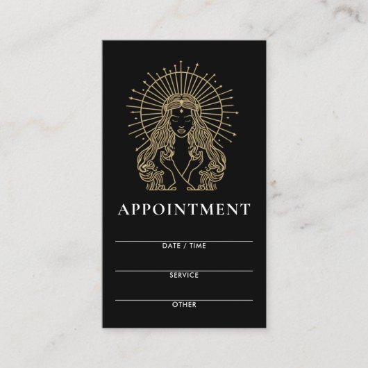 サロンメイクアップヘア爪、 ネイル神秘的なタロット金ゴールドブラック 予約カード (正面)