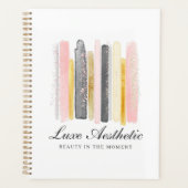 サロンモダンアポイントメントブック赤面ピンクローズ金ゴールド プランナー手帳 (正面)