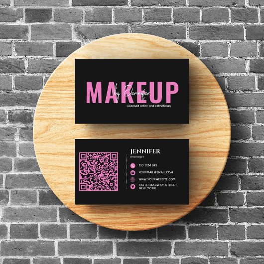 サロンモダンスパ爪、 ネイルとアイドラッシュブラック&ピンク 名刺