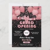 サロンモダンビジネスグランドオープニングブラックピンク 招待状 (正面)