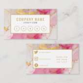 サロンモダンピンクと金ゴールドマーブルロイヤリティカード。 ロイヤリティカード (正面/裏面)