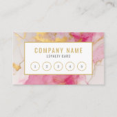 サロンモダンピンクと金ゴールドマーブルロイヤリティカード。 ロイヤリティカード (正面)
