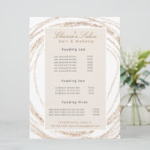 サロンモダンフェイク金ゴールド抽象芸術エレガント価格カード メニュー (スタンド正面)