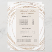 サロンモダンフェイク金ゴールド抽象芸術エレガント価格カード メニュー (正面/裏面)