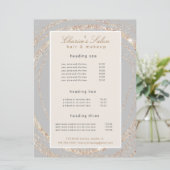 サロンモダンフェイク金ゴールド抽象芸術エレガント価格カード メニュー (スタンド正面)