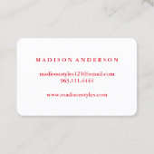 サロンモダンレッドリップメイクアップアーティスト 名刺 (裏面)