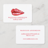 サロンモダンレッドリップメイクアップアーティスト 名刺 (正面/裏面)