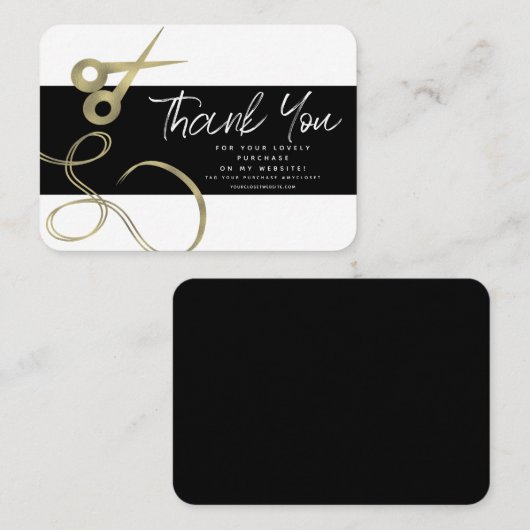 サロンモダン美しいありがとうロゴシザー金ゴールド 名刺 (正面/裏面)