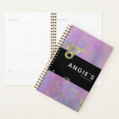 サロンモダン美しいシザー金ゴールド予約パープル プランナー手帳 (ディスプレー)