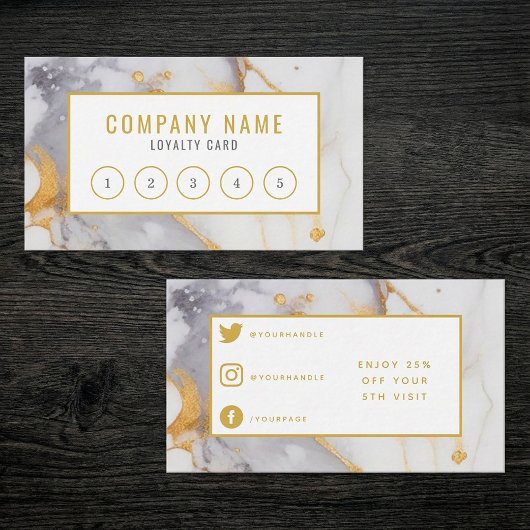 サロンモダン金と白の大理石ロイヤリティカード。 ロイヤリティカード