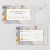 サロンモダン金と白の大理石ロイヤリティカード。 ロイヤリティカード (正面/裏面)