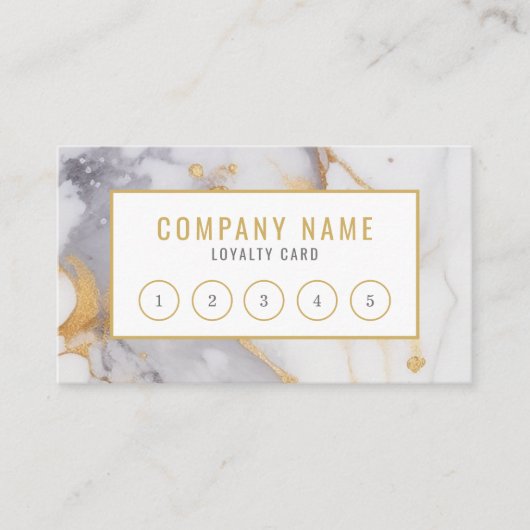 サロンモダン金と白の大理石ロイヤリティカード。 ロイヤリティカード (正面)