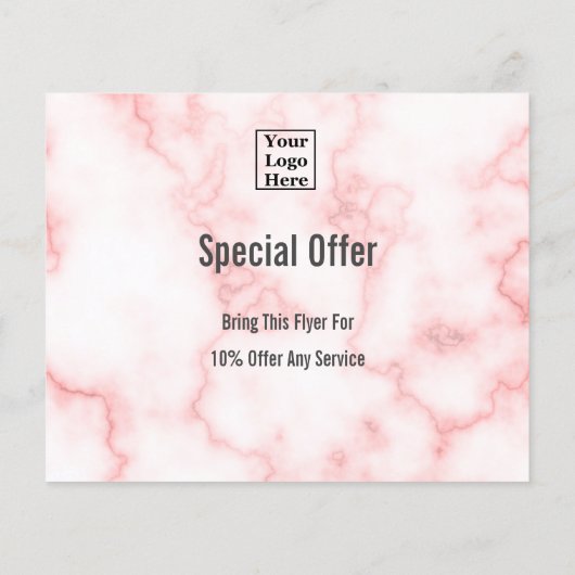 サロンロゴをピンク大理エレガント石にフェイク貼り付け チラシ (裏面)