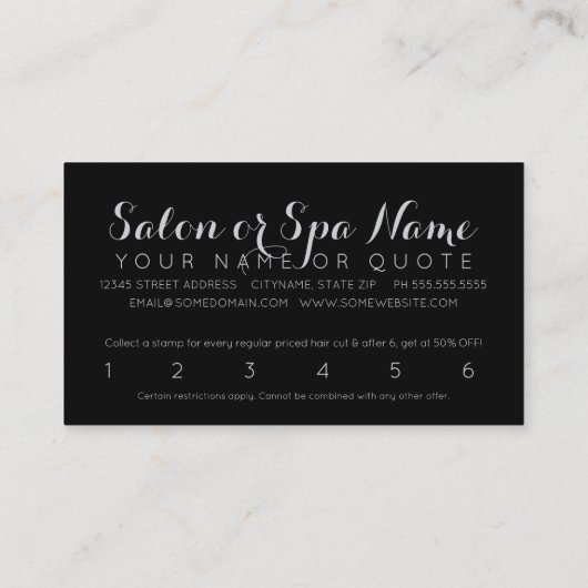 サロンヴィンテージ花ロイヤリティパンチカード ロイヤリティカード (裏面)