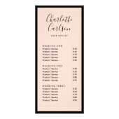 サロン価格サービス一覧エレガント赤面ピンク ラックカード (正面)