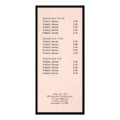 サロン価格サービス一覧エレガント赤面ピンク ラックカード (裏面)