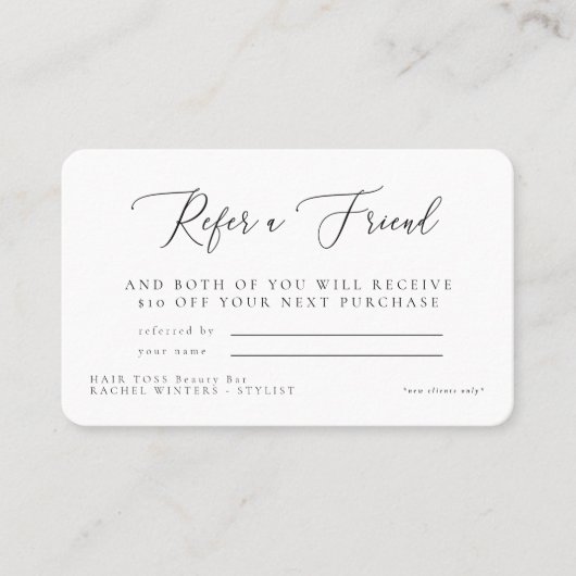 サロン参照フレンド名割引ラウンド 名刺 (正面)