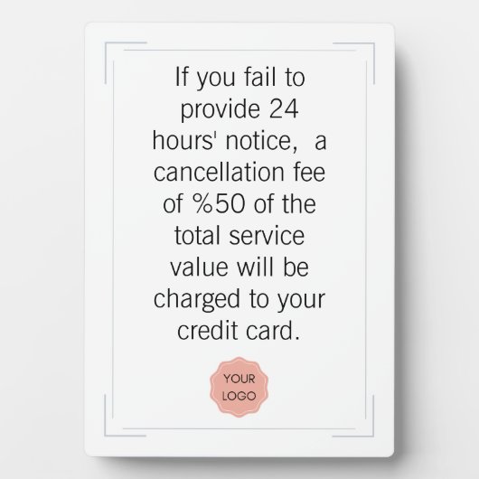 サロン又はスパ額の取消通知 フォトプラーク (正面)