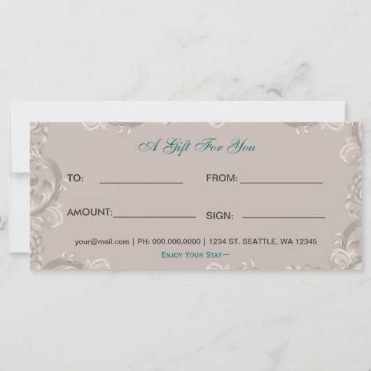 サロン及びスパギフト券 (裏面)