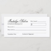 サロン及びスパギフト券 (裏面)