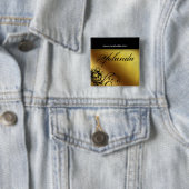 サロン名タグボタンブルック金ゴールドフラワーバタフライ 缶バッジ (インサイチュ)