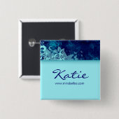 サロン名タグボタンブルック青グランジフローラ2 缶バッジ (正面&裏面)