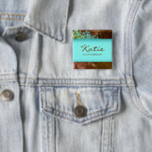 サロン名タグボタンブルック青グランジ花2 缶バッジ (インサイチュ)