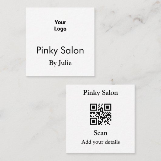 サロン名刺ロゴの追加Q Rコード名te スクエア名刺 (正面/裏面)
