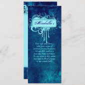 サロン招待状フローラグランジブルーデニム 招待状 (正面/裏面)