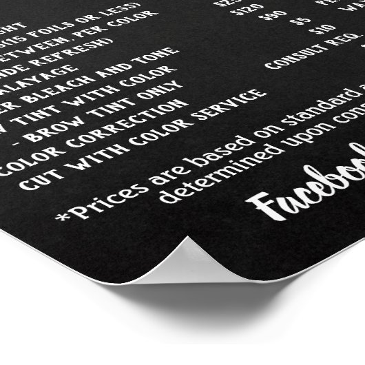 サロン料金表 ポスター (角)