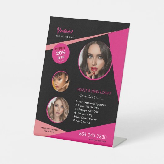 サロン業カスタム務台座標識 台座サイン (正面)