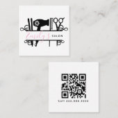 サロン理容師ビジネスロゴスクリプトバーコード スクエア名刺 (正面/裏面)