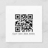 サロン理容師ビジネスロゴスクリプトバーコード スクエア名刺 (裏面)