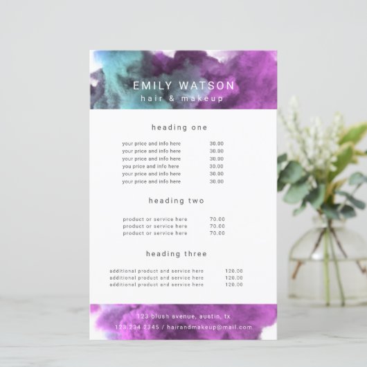 サロン紫色の煙エフェクトの価格表 (スタンド正面)