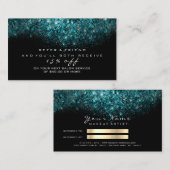 サロン紹介カードグリッター金ゴールドティール(緑がかった色)海青 紹介カード (正面/裏面)